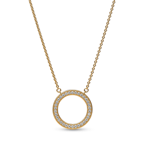 Pandora Signature Collar Con Colgante Pavé  de Círculo de Corazones