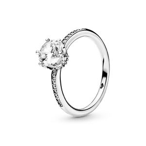 Anillo Corona deslumbrante transparente zirconia cúbica
