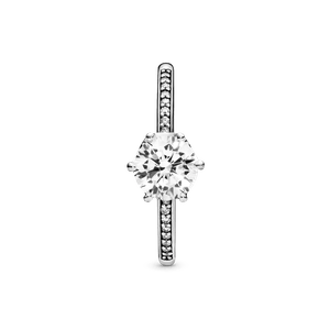 Anillo Corona deslumbrante transparente zirconia cúbica