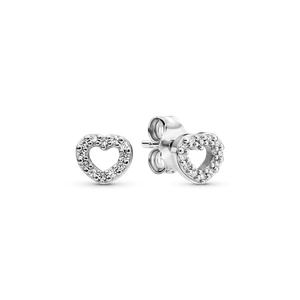 Aretes de botón Corazón abierto