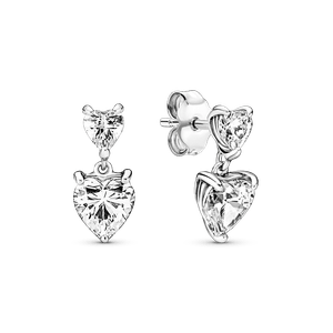 Aretes De Botón Corazón Doble Reluciente