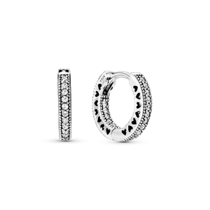 Aretes de aro corazones de Pandora en pavé