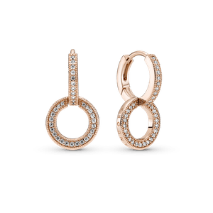 Aretes Doble Aro Resplandecientes Recubrimiento en Oro Rosa de 14k