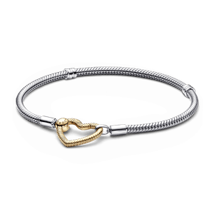 Brazalete cadena de serpiente con broche de corazón Pandora Moments Recubrimiento en Oro de 14k