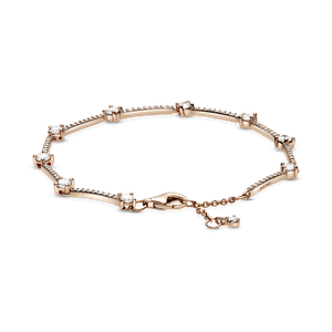 Brazalete Recubrimiento en Oro Rosa de 14k de barras con pavé brillante