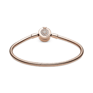 Brazalete Pandora Moments Cadena de Serpiente Corona O Resplandeciente en Recubrimiento en Oro Rosa de 14K