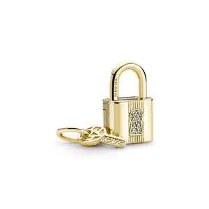 Charm Colgante Candado Y Llave Recubrimiento En Oro 14k