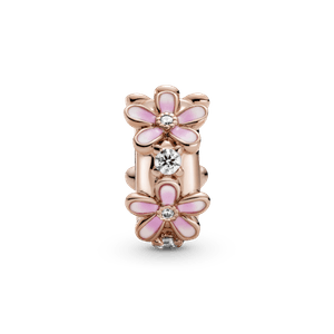 Clip Charm Fijo Margarita Rosa Recubrimiento en Oro Rosa de 14k