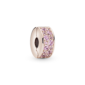 Charm Sujetador de pavé rosa Recubrimiento en Oro Rosa de 14k