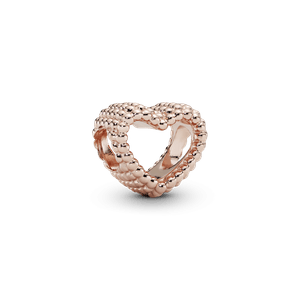 Charm corazón abierto con cuentas Recubrimiento en Oro Rosa de 14k