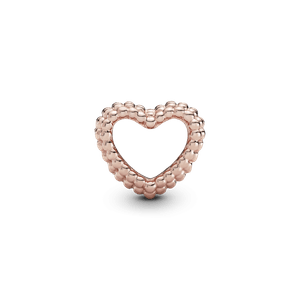 Charm corazón abierto con cuentas Recubrimiento en Oro Rosa de 14k