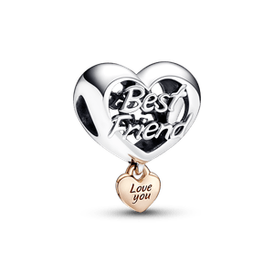 Charm Corazón te amo mejor amiga Recubrimiento en Oro Rosa de 14k