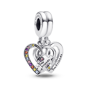 Charm colgante Corazones de Amistad separables con pieza de rompecabezas Pandora Plata Esterlina