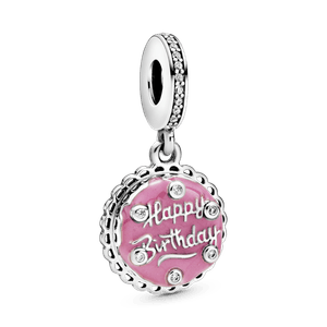 Charm colgante Pastel de cumpleaños rosa