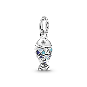 Charm Colgante Pez Con Escamas Azules
