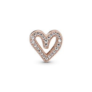 Charm resplandeciente Corazón de diseño libre Recubrimiento en Oro Rosa de 14k