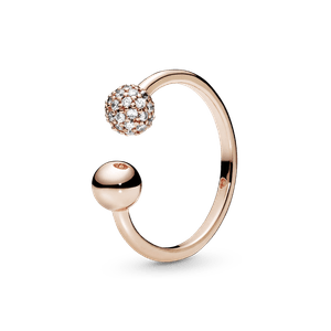 Anillo Abierto Pulido con Pavé Recubrimiento en Oro Rosa de 14k