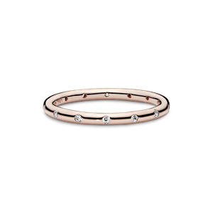 Anillo sencillo reluciente Recubrimiento en Oro Rosa de 14k