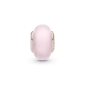 Charm De Cristal Murano Rosa Mate Recubrimiento en Oro Rosa de 14k