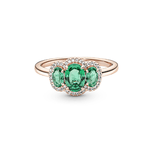 Anillo Vintage En Plata De Ley Tres Piedras Recubrimiento en Oro Rosa 14k