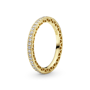 Anillo corazones con brillo Recubrimiento en Oro de 14k