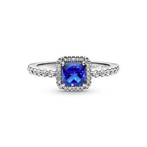 Anillo Cuadrado Azul Con Halo