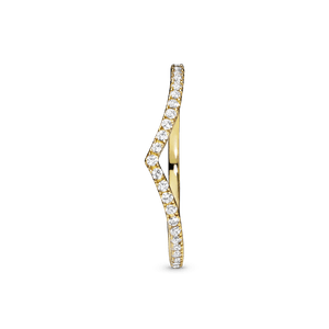 Anillo Hueso de los deseos deslumbrante Recubrimiento en Oro de 14k