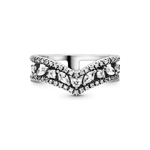 Anillo Hueso de los deseos doble talla marquise reluciente plata