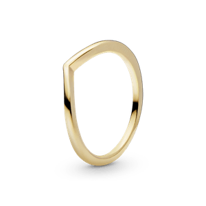 Anillo Hueso De Los Deseos Pulido Recubrimiento en Oro de 14k