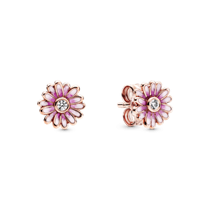 Aretes de botón Margarita rosa