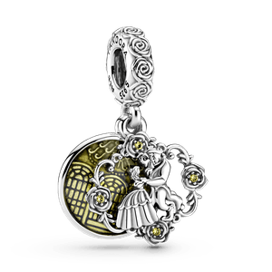 Charm Colgante En Plata De Ley La Bella Y La Bestia Bailando De Disney