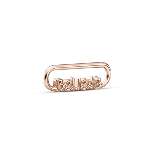 Eslabón De Estilo Con La Palabra Cree Recubrimiento en Oro Rosa De 14K Pandora Me