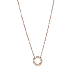 Collar Collier Círculo de Pavé con Logotipo Pandora Rosa