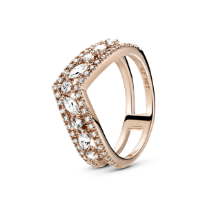 Anillo Hueso de los deseos doble talla marquise reluciente rosa