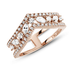 Anillo Hueso de los deseos doble talla marquise reluciente rosa