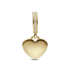 Charm colgante Corazón grabable Recubrimiento en Oro de 14k