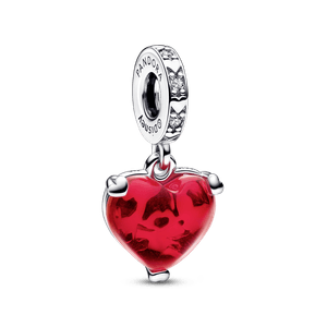 Charm colgante de cristal Murano rojo Beso de Mickey y Minnie Mouse de Disney Pandora Plata Esterlina