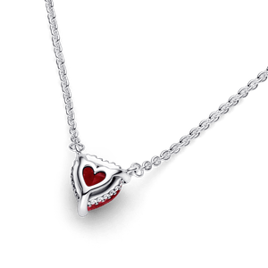 Collar collier con pendiente Halo de corazón reluciente Pandora Plata Esterlina