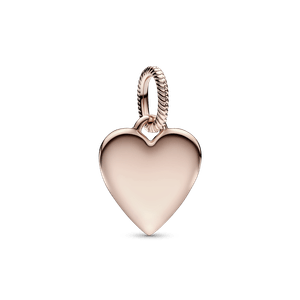 Pendiente Placa grabable en forma de corazón Recubrimiento en Oro Rosa de 14k