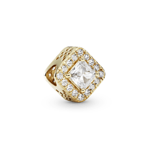 Charm Oro 14K cuadrado con halo brillante
