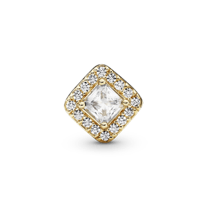Charm Oro 14K cuadrado con halo brillante