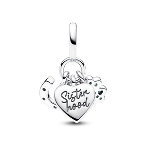 Charm Colgante Triple Trébol de Cuatro Hojas, Corazón y Herradura Pandora Plata Esterlina