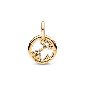 Charm Colgante Zodiaco Piscis Recubrimiento en Oro de 14k
