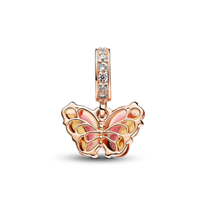 Charm Colgante de Cristal de Murano Rosa y Amarillo Mariposa