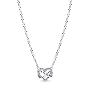 Collar Corazón Infinito Brillante Plateado