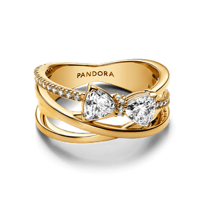 Anillo Banda Cruzada Lazo Brillante