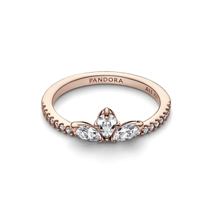 Anillo Racimo herbario reluciente Recubrimiento en Oro Rosa de 14k