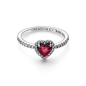 Anillo Corazón elevado rojo Pandora Plata Esterlina