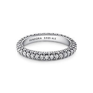 Anillo Fila en Pavé Plata