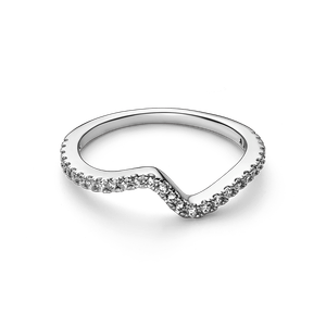 Anillo Ola Brillante Plata